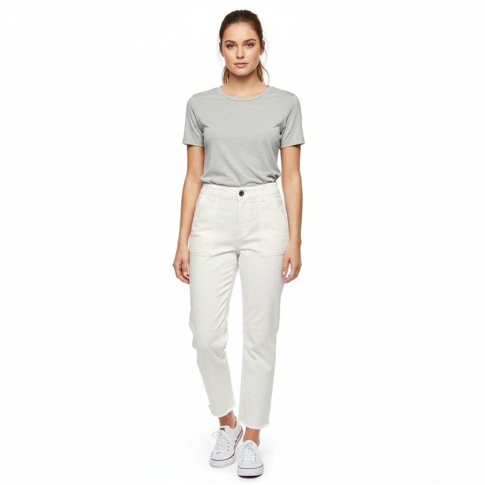 PILCRO & The Letterpress Anthropologie White Cropped Ankle Utility Pants Size 28